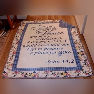 Floral Blue and White Inspirational Quilt